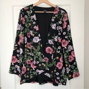 Du Jour Floral Print Open Front Blazer